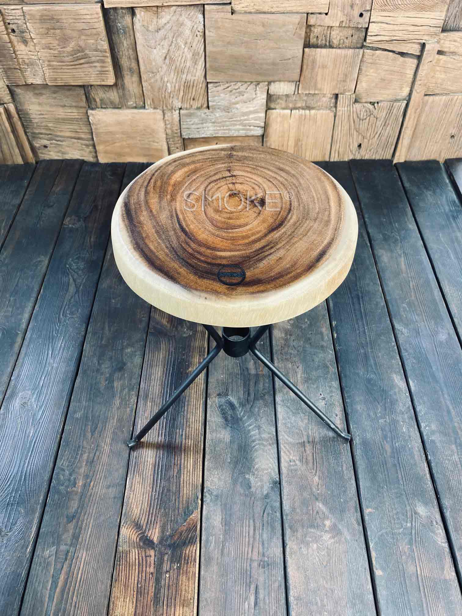 round wooden stool