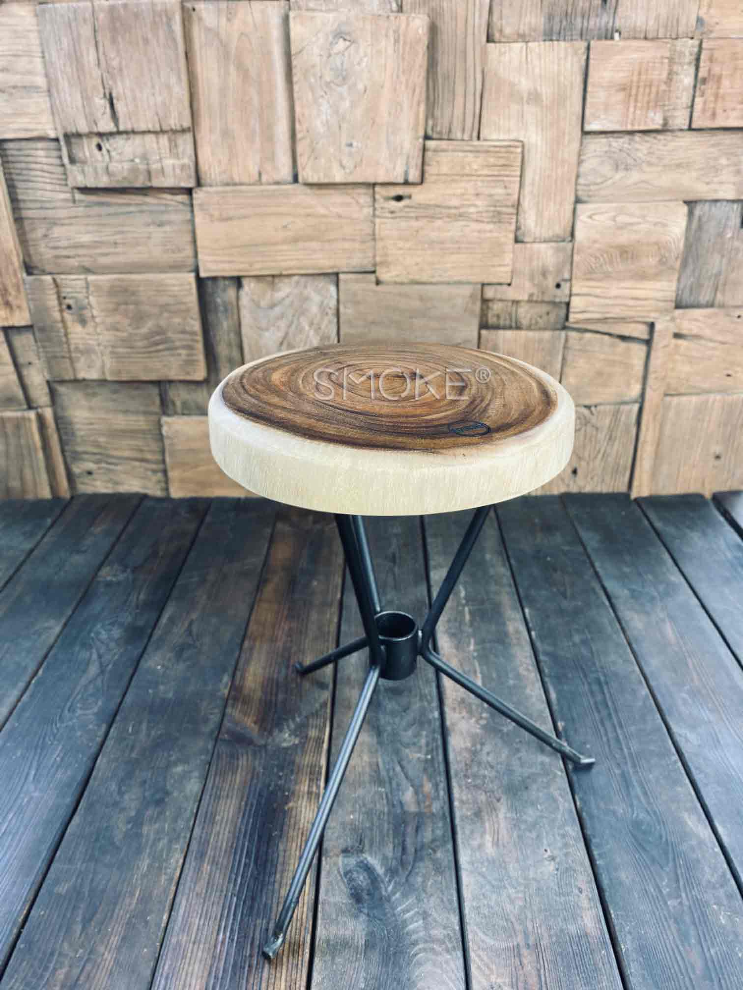 wood stool by smoke