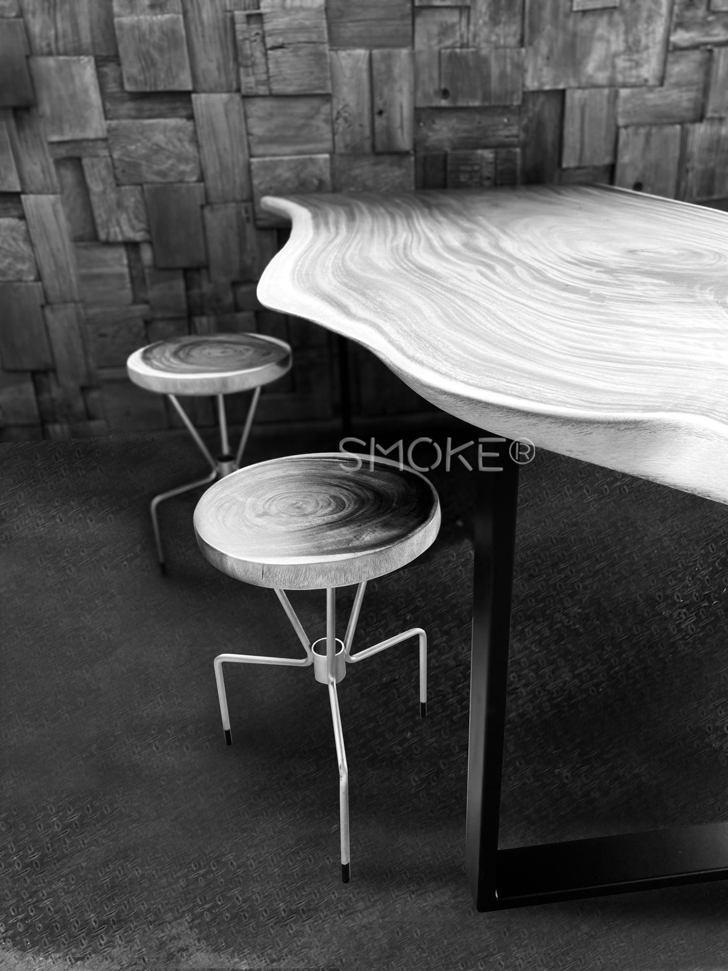 wood table with stool