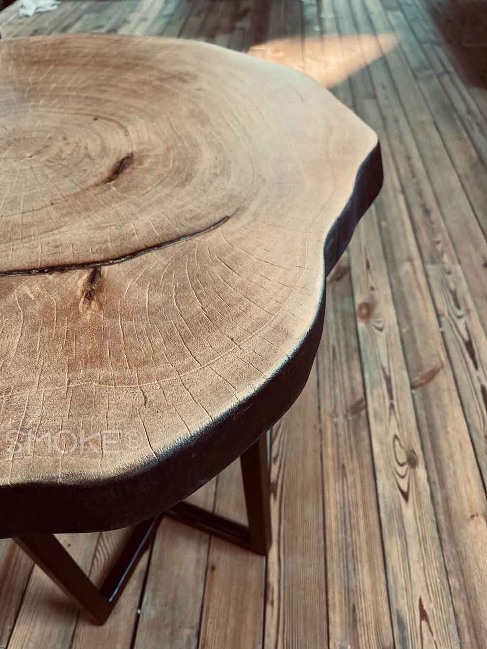 Rustic finish side table with shou sugi ban